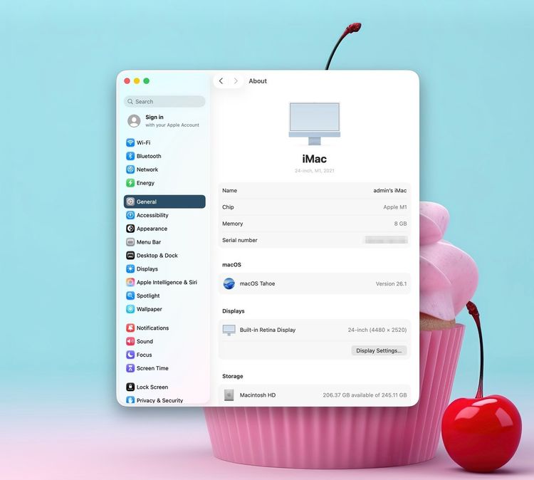 iMac 24-inch M1 2021 Ram8GB SSD256GB CPU8-Core GPU7-Core 2Ports Blue รูปที่ 11