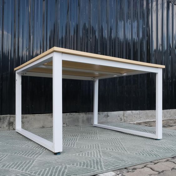 โต๊ะทำงาน 4 ที่นั่ง ท็อปลายไม้ ขาเหล็กสีขาว ขนาด 1.20 เมตร รูปที่ 5