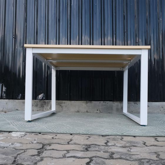 โต๊ะทำงาน 4 ที่นั่ง ท็อปลายไม้ ขาเหล็กสีขาว ขนาด 1.20 เมตร รูปที่ 4