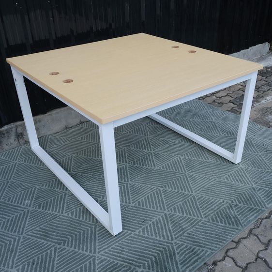 โต๊ะทำงาน 4 ที่นั่ง ท็อปลายไม้ ขาเหล็กสีขาว ขนาด 1.20 เมตร รูปที่ 3