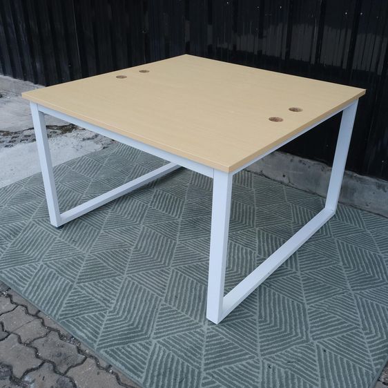 โต๊ะทำงาน 4 ที่นั่ง ท็อปลายไม้ ขาเหล็กสีขาว ขนาด 1.20 เมตร รูปที่ 2