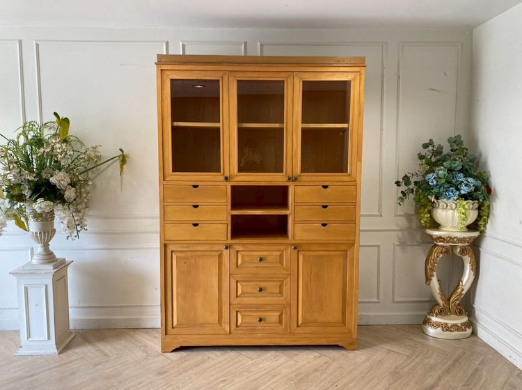 ตู้โครงไม้สัก 5 บานเปิด 9 ลิ้นชัก 2 ช่องวางของ