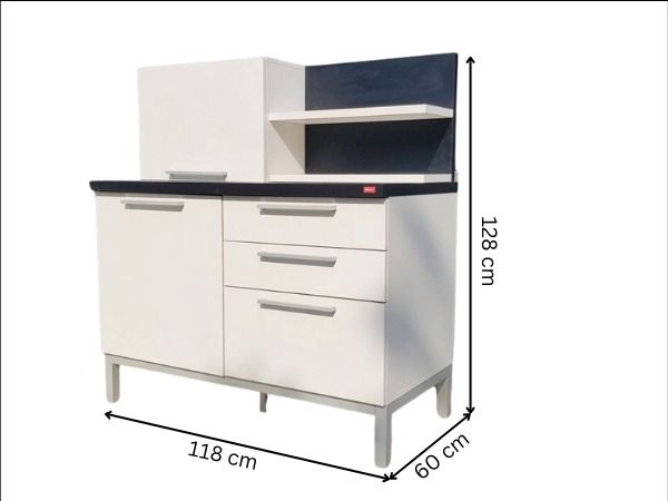 ชุดตู้ไม้ 3 ลิ้นชัก 1 บานเปิด พร้อมชั้นวางบิ้วอิน สีขาวดำ รูปที่ 8