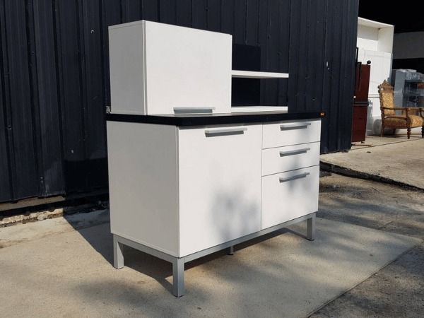 ชุดตู้ไม้ 3 ลิ้นชัก 1 บานเปิด พร้อมชั้นวางบิ้วอิน สีขาวดำ รูปที่ 3