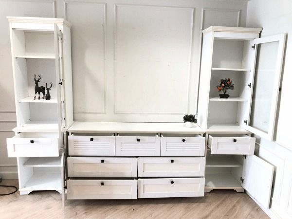 ชุดตู้วางทีวี ท็อปกระจก สีขาว สไตล์โมเดิร์น รูปที่ 3