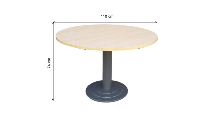 โต๊ะกลม ขาเหล็ก ท็อปไม้ สีครีม 110 cm รูปที่ 7