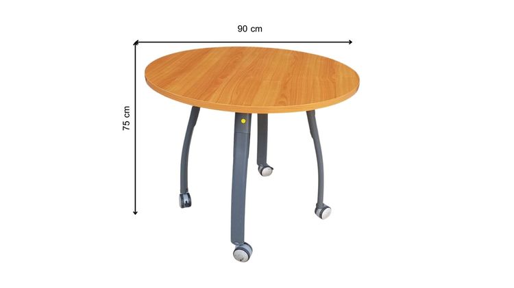 โต๊ะกลม ขาเหล็ก ล้อเลื่อน ท็อปไม้ ยี่ห้อ Rockworth 90 cm รูปที่ 9
