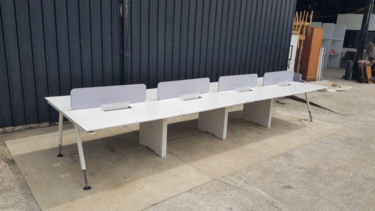 ชุดโต๊ะทำงานกลุ่ม 8 ที่นั่ง ยี่ห้อ Rockworth มีพาทิชั่นกั้น ขาเหล็ก สีขาว รูปที่ 2