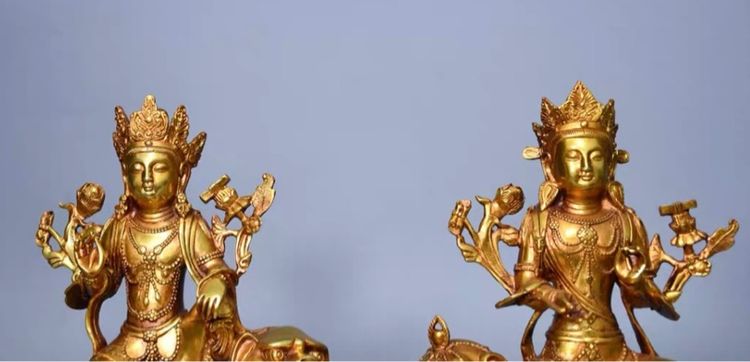 ✨รูปปั้นพระโพธิ์สัตว์มัญชศรี“สมันตภัทร กละอโวโลกิเตศวรขี่สิงโตและช้างทิเบต รูปที่ 5