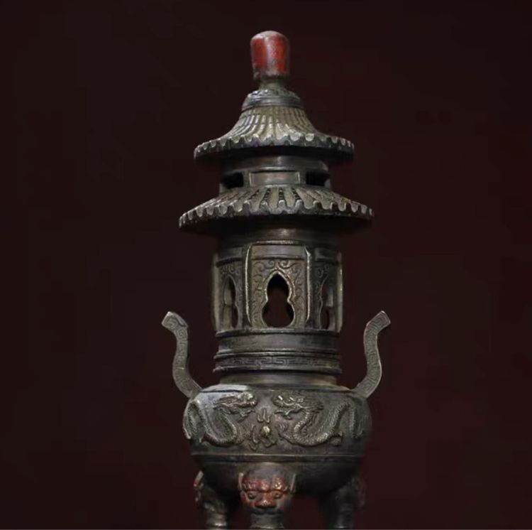 ✨เตากำยานหรือที่ไส่ธูปหอมสำริดเก่าโบราณ  รูปที่ 3