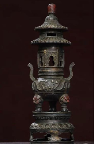 ✨เตากำยานหรือที่ไส่ธูปหอมสำริดเก่าโบราณ  รูปที่ 5