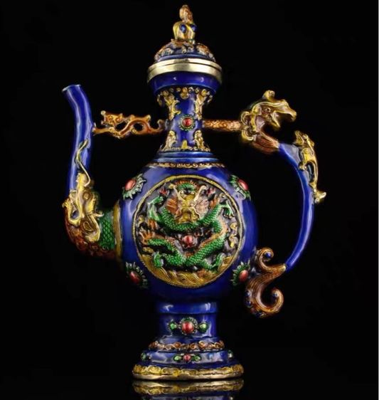 ✨กาน้ำชาลงยาสวยเก่าเก็บงดงาม 