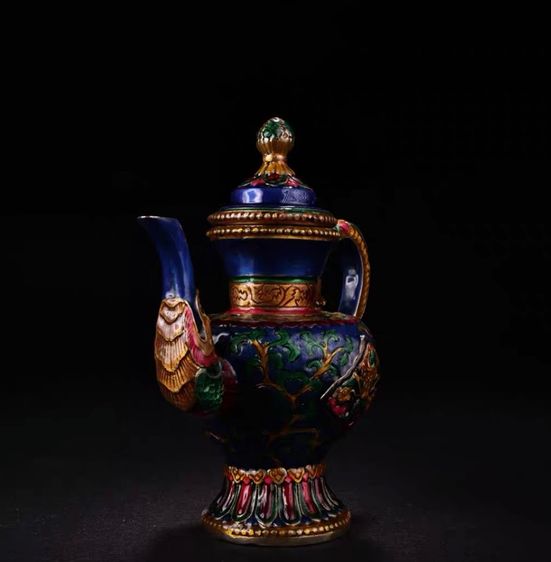 ✨กาน้ำชารูปมังกรเคลือบทองสัมฤทธิ์แบบจีน  รูปที่ 2