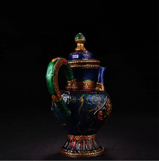 ✨กาน้ำชารูปมังกรเคลือบทองสัมฤทธิ์แบบจีน  รูปที่ 3