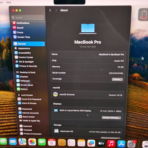 MacBook Pro 14-inch Apple M3  RAM 16GB SSD 512GB AppleCare+ ถึง 17 ต.ค. 2027 รูปที่ 8