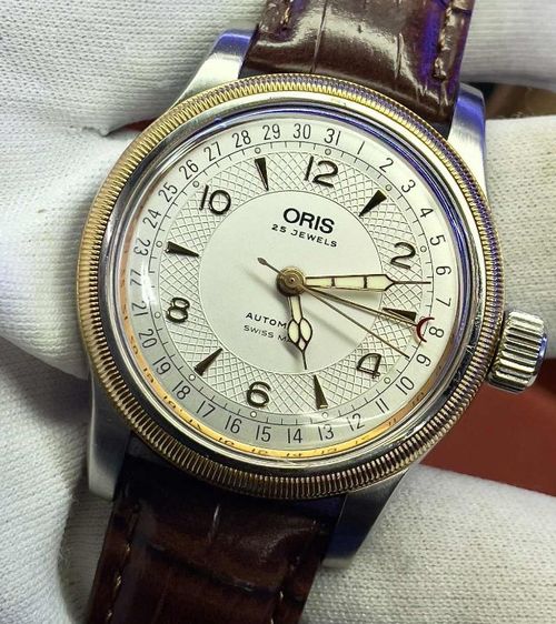 Vintage Oris Big Crown Pointer Date King Size โอริส บิ๊กคราวน์ 754-7543 Auto made swiss สภาพดีมาก เดินปรกติตรง วันที่ก้ามปู 40-44มม.ตัวใหญ่ รูปที่ 5