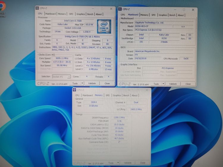 Intel CORE i5 Gen7 7500 เมนบอร์ด 1151 GIGABYTE GA-B250-HD3 SSD WD 250GB RAM DDR4 8GB รูปที่ 7