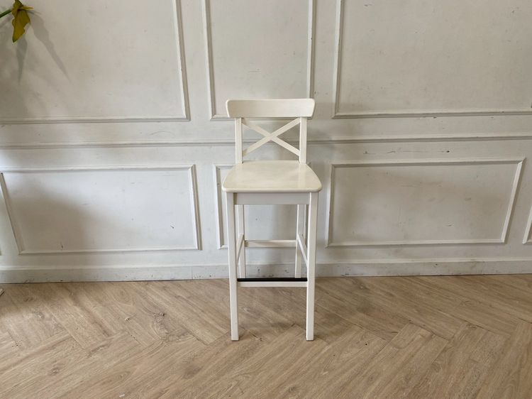เก้าอี้บาร์ เก้าอี้ไม้ สีขาว รูปที่ 4