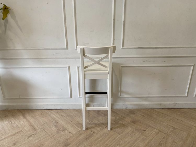 เก้าอี้บาร์ เก้าอี้ไม้ สีขาว รูปที่ 5