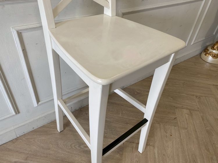 เก้าอี้บาร์ เก้าอี้ไม้ สีขาว รูปที่ 7