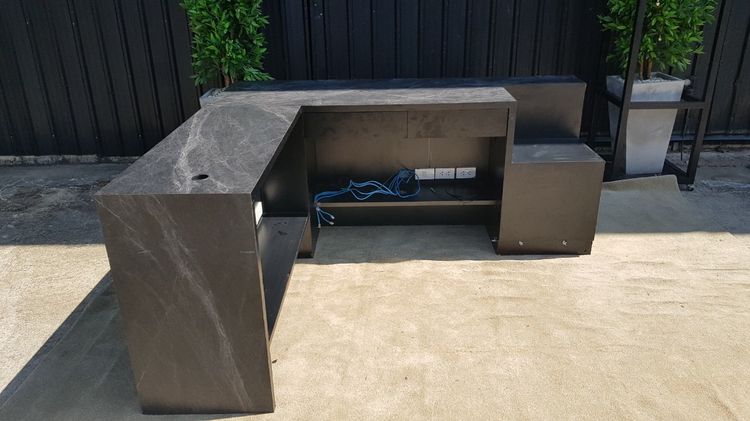 เคาน์เตอร์ไม้เข้ามุมแอล 2 ลิ้นชัก ลายหินอ่อน สีเทาเข้ม รูปที่ 4