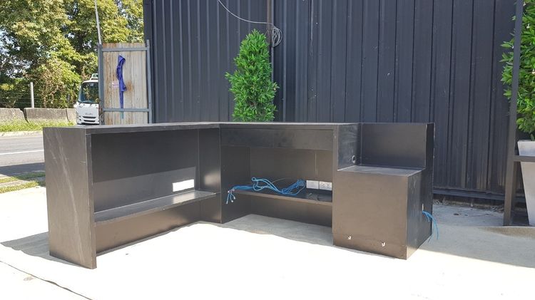 เคาน์เตอร์ไม้เข้ามุมแอล 2 ลิ้นชัก ลายหินอ่อน สีเทาเข้ม รูปที่ 5