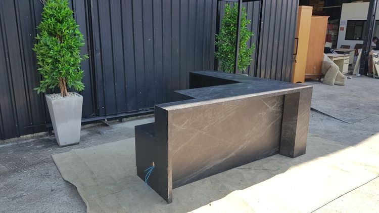 เคาน์เตอร์ไม้เข้ามุมแอล 2 ลิ้นชัก ลายหินอ่อน สีเทาเข้ม รูปที่ 3