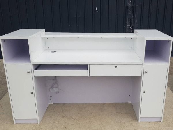 เคาน์เตอร์ต้อนรับ 2 บานเปิด 2 ลิ้นชัก สีขาว รูปที่ 3