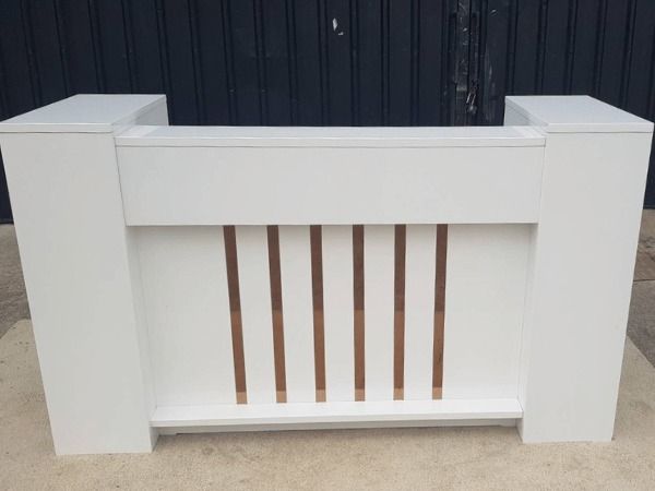 เคาน์เตอร์ต้อนรับ 2 บานเปิด 2 ลิ้นชัก สีขาว รูปที่ 2