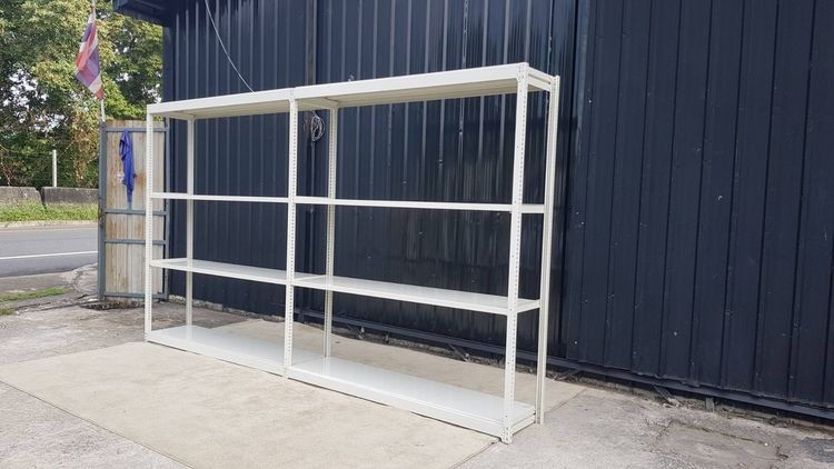 มาตรฐาน ชั้นวางของ ชั้นวางสินค้าเหล็ก 2 ช่อง 3 ชั้นวาง สีขาว 210 cm