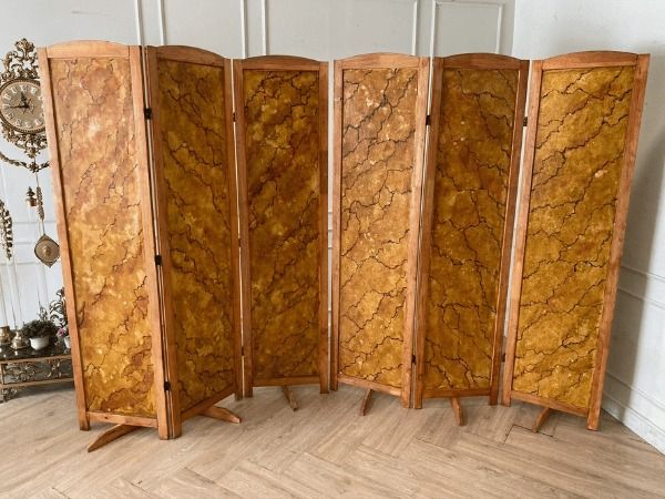 ฉากกั้นไม้ 3 บาน ลายธรรมชาติ งานสไตล์วินเทจ 