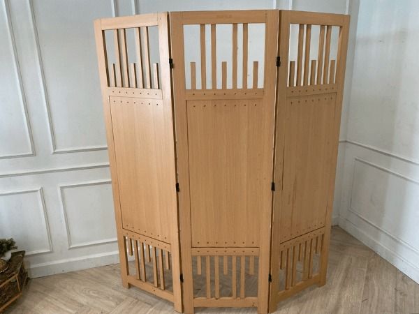 ฉากกั้นไม้ 3 บาน สีน้ำตาล สไตล์ญี่ปุ่น รูปที่ 3