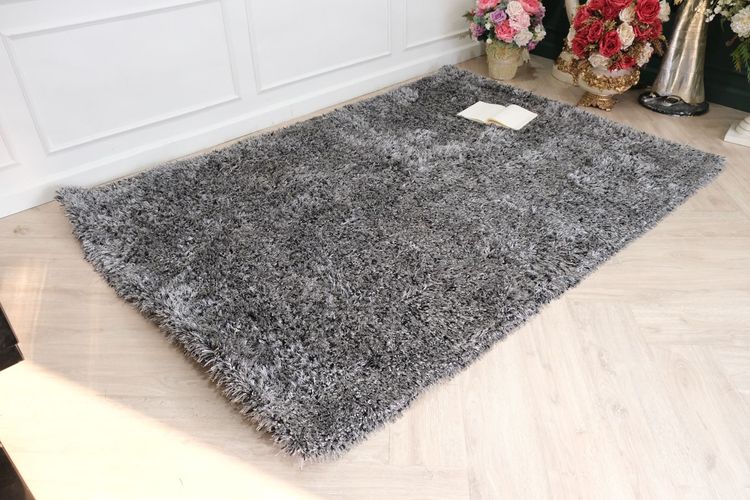 พรมปูพื้น พรมขน สำหรับห้องนั่งเล่น ขนาดเล็ก สีเทา รูปที่ 2