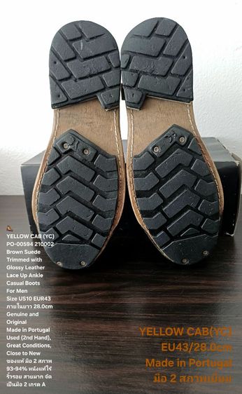 YELLOW CAB (YC) Boots, Men's 10US 43EU(28.0cm) Genuine and Original ของแท้ มือ 2 สภาพเยี่ยม, รองเท้า YELLOW CAB หนังแท้ สวยมาก ไม่มีตำหนิใดๆ รูปที่ 11