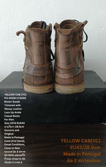 YELLOW CAB (YC) Boots, Men's 10US 43EU(28.0cm) Genuine and Original ของแท้ มือ 2 สภาพเยี่ยม, รองเท้า YELLOW CAB หนังแท้ สวยมาก ไม่มีตำหนิใดๆ รูปที่ 13