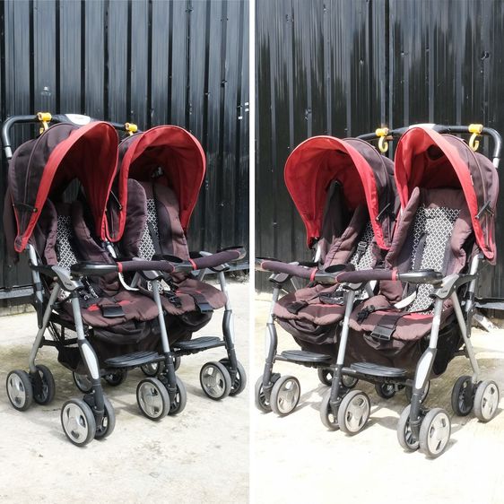 รถเข็นเด็กคู่ รถเข็นเด็กแฝด มีมุ้ง ยี่ห้อ combi ล้อ 360 องศา รูปที่ 2