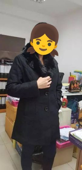 เสื้อโค้ทปกขนเฟอร์Fur collar wool Coat เฟอร์ถอดออกได้เสื้อกันหนาวTHE PENCIL  รูปที่ 2