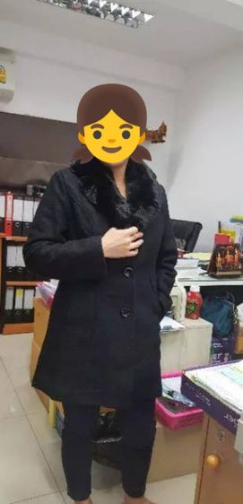 อื่นๆ S ดำ แขนยาว เสื้อโค้ทปกขนเฟอร์Fur collar wool Coat เฟอร์ถอดออกได้เสื้อกันหนาวTHE PENCIL 