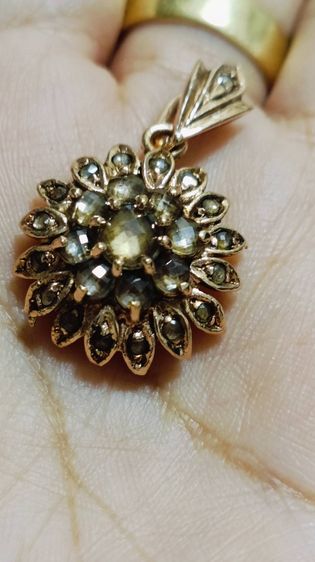 จี้ทรงดอกไม้สีโรสโกลด์ สไตน์วินเทจ งานจริงสวยคลาสสิคมาก  รูปที่ 6