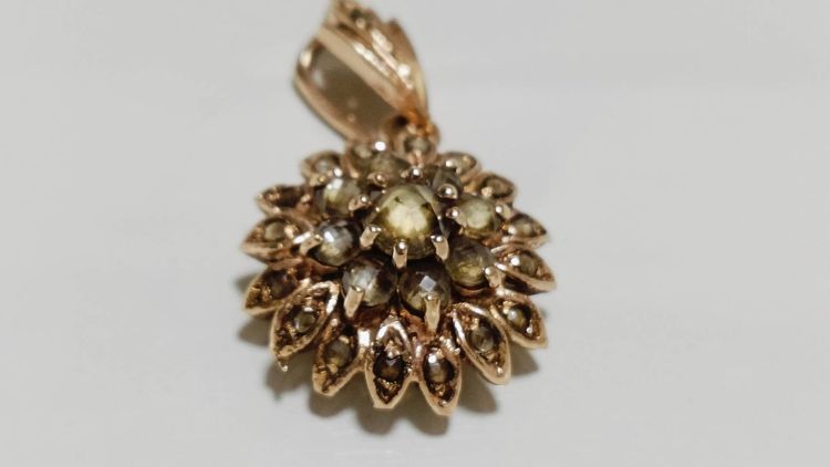 จี้ทรงดอกไม้สีโรสโกลด์ สไตน์วินเทจ งานจริงสวยคลาสสิคมาก  รูปที่ 5