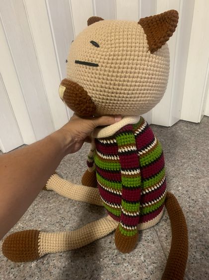 📌📌 💯 ขายตุ๊กตาแมวตัวใหญ่ถักไหมพรมทั้งตัว   ของใหม่เก่าเก็บ รูปที่ 10