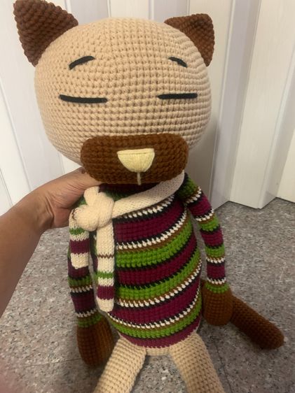 📌📌 💯 ขายตุ๊กตาแมวตัวใหญ่ถักไหมพรมทั้งตัว   ของใหม่เก่าเก็บ รูปที่ 11