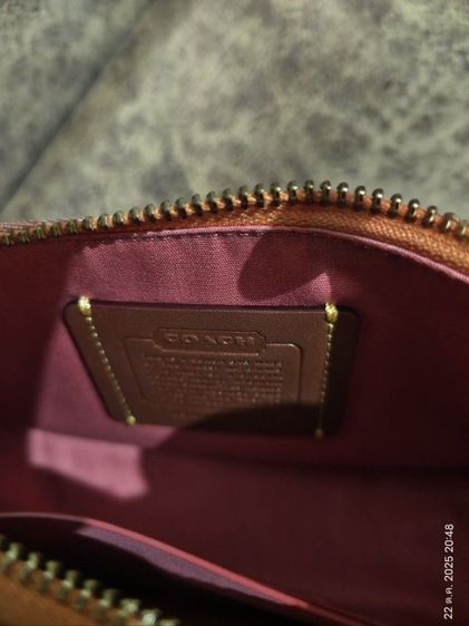 กระเป๋าCoach Swinger Fabric With Leather Portable Crossbody Shoulder Bag Mahjong Bag Women's Orange Pink Monogram   รูปที่ 2