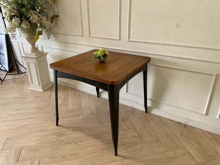 โต๊ะอาหาร ขาเหล็ก สีดำ ท็อปไม้ สีน้ำตาล รูปที่ 3