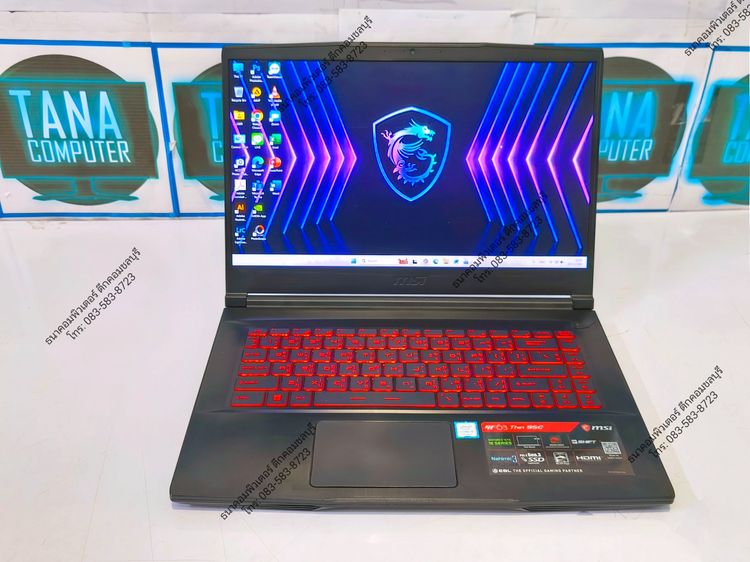 โน๊ตบุคเล่นเกมส์มือสอง MSI Gaming Intel I5-9300H Ram16GB SSD500GB GTX1650 4GB รูปที่ 2