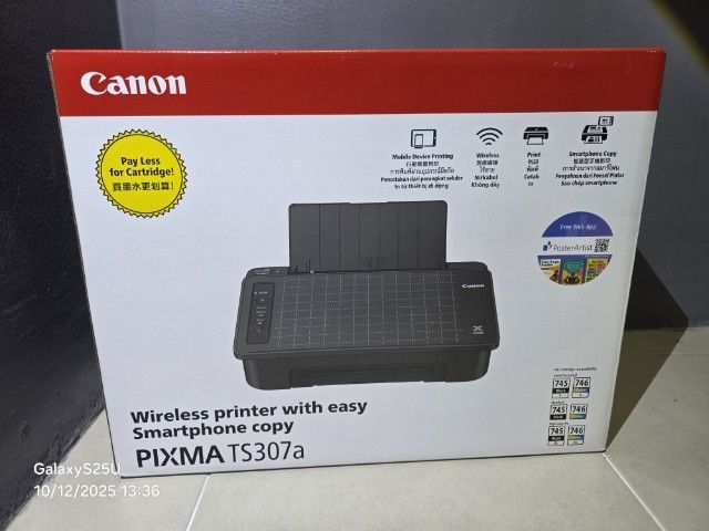 พริ้นเตอร์อิงค์เจ็ทมัลติฟังก์ชั่น Canon PIXMA TS307a มีรูปร่างและฟังก์ชันพร้อมการ ออกแบบที่ทันสมัย