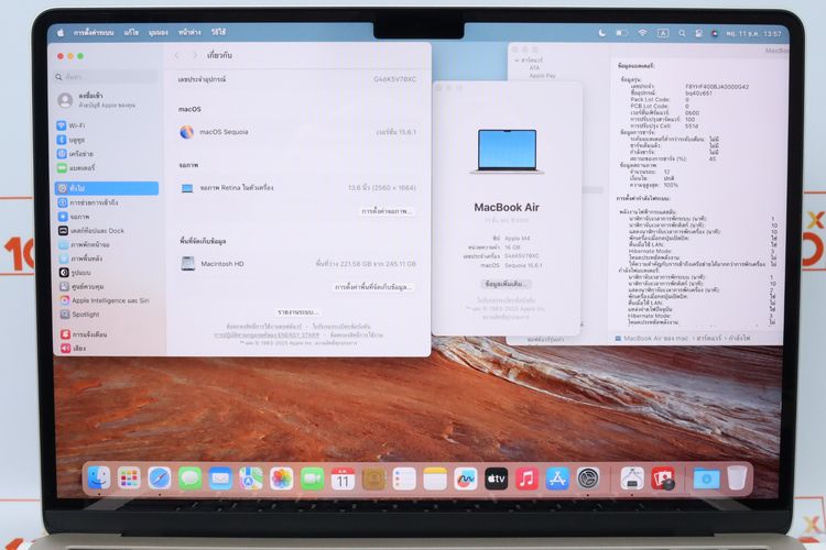 MacBook Air M4 13" 16.256GB แบต100  ตำหนิ1จุด - ID25120129 รูปที่ 4