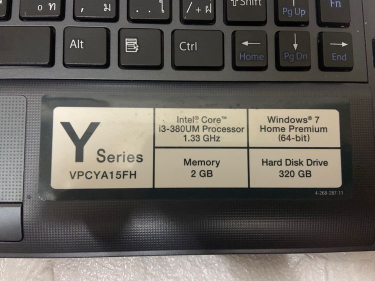 Notebook Sony  vio รุ่น Y Series VPCYA15FH ขนาดหน้าจอ 13“ สีดำ รูปที่ 4