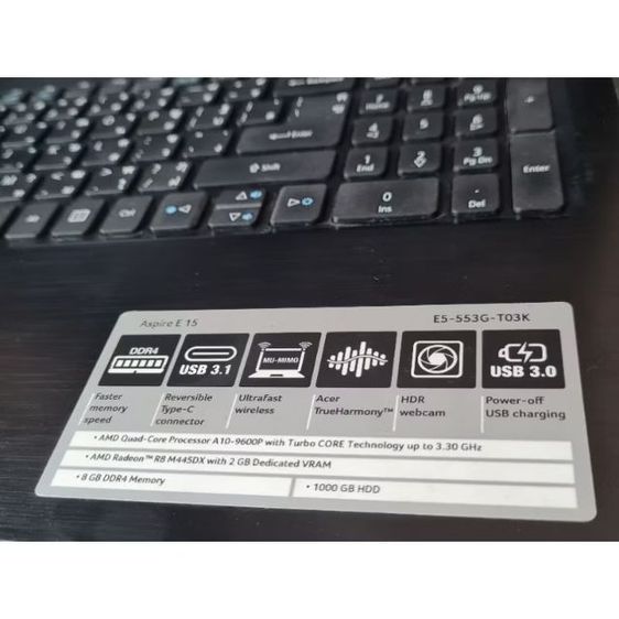 ลดราคา ขายNotebook Acer Aspire E15 เครื่องสภาพสวย90เปอร์เซนต์  DVDเล่นได้ปกติ อุปกรณ์ครบ(สายชาร์จ เม้าส์ กล่อง) มีตำหนิคือลำโพงมีเสียงซ่าๆ รูปที่ 2