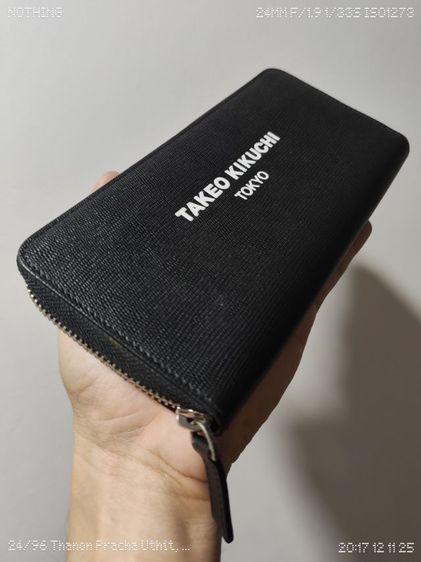 ไม่ระบุ หนัง PU อื่นๆ Takeo Kikuchi กระเป๋าสตางค์ใบยาวมีซิป สีดำ ใช้แล้ว